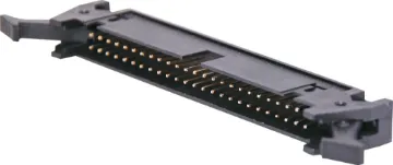 50 Pin Vertical PCB Mount Locking Header Contact Resistance: 30M Ohm max @ 100mA DC
Insulator Resistance: 1000M Ohm @ 500V DC
Current Rating: 1 A
Contact Material: Gold plated brass
Housing: PBT & 30% Glass Fibre