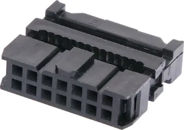 14 Pin IDC Cable Mounting Socket Contact Resistance: 30M Ohm max @ 100mA DC
Insulator Resistance: 1000M Ohm @ 500V DC
Current Rating: 1 A
Contact Material: Gold plated brass
Housing: PBT & 30% Glass Fibre