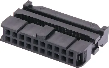 20 Pin IDC Cable Mounting Socket Contact Resistance: 30M Ohm max @ 100mA DC
Insulator Resistance: 1000M Ohm @ 500V DC
Current Rating: 1 A
Contact Material: Gold plated brass
Housing: PBT & 30% Glass Fibre