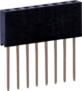 8 Pin 11mm Stackable Header Socket As used with Arduino development boards.
Gold plated contacts. 2.54mm spacing. Height is measurement of plastic surround in mm. 
Oupiin series 2044.