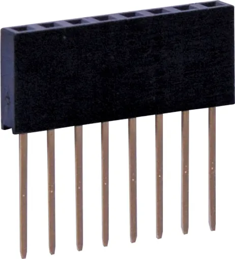 As used with Arduino development boards.
Gold plated contacts. 2.54mm spacing. Height is measurement of plastic surround in mm. 
Oupiin series 2044.