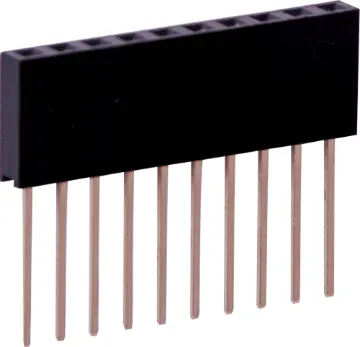 1 x 10 Pin 11mm Stackable Header Socket As used with Arduino development boards.
Gold plated contacts. 2.54mm spacing. Height is measurement of plastic surround in mm. 
Oupiin series 2044.
