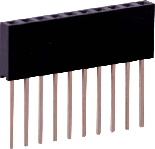 As used with Arduino development boards.
Gold plated contacts. 2.54mm spacing. Height is measurement of plastic surround in mm. 
Oupiin series 2044.