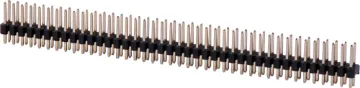 40 Way x 2 Header Pin Strip Single and dual row models available in straight or 90 pin types. Both have 2.54mm pin spacing. Gold Plated Contacts