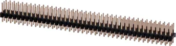 40 Way x 3 Header Pin Strip 3 row PCB header strip with standard 2.54mm spacing, gold plated contacts and 40 pins per row.