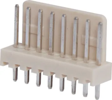 8 Way 2.54mm PCB Mount Pin Header 8 Way.
PCB Mount.
Straight Pins.
Rated at 3A.