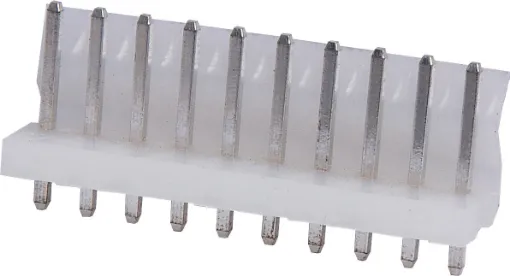 10 Way.
PCB Mount.
Straight Pin Header.
3.96mm Spacing.
Rated at 7A.
Includes Crimp Pins.