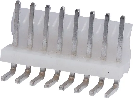 8 Way.
PCB Mount.
90 Deg. Pin Header.
3.96mm Spacing.
Rated at 7A.
Includes Crimp Pins.