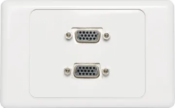 Dual VGA Wallplate - Screw Terminals Wallplate fitted with with dual HD9 female VGA connectors. Supplied with two facia covers to suit your decor.