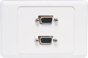 Dual VGA Wallplate - Fly Leads Flylead Type VGA Plates are fitted with dual HD9 female VGA connectors. Supplied with two facia covers to suit your decor.