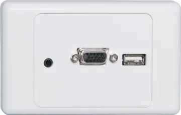 VGA Wallplate - Vertical Plug Connect Wallplate fitted with VGA, 3.5mm audio & USB connector. Rear connections are via back to back plugs. Supplied with two facia covers to suit your decor.
