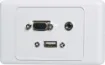 Flylead Wallplate fitted with VGA, 3.5mm audio &amp USB Type A. Supplied with two facia covers to suit your decor.