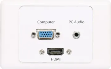 VGA 3.5mm HDMI Wallplate - Fly Leads Flylead Wallplate fitted with VGA, 3.5mm audio & HDMI. Supplied with two facia covers to suit your decor.