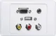 VGA 3.5mm USB A and RCA Wallplate Flyleads Flylead Wallplate fitted with HD9 female VGA, 3.5mm audio, three RCA connections & USB Type A. Supplied with two facia covers to suit your decor.