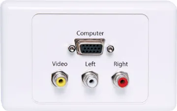 VGA and 3 x RCA Wallplate Flyleads Flylead Wallplate fitted with HD9 female VGA and three RCA connections. Supplied with two facia covers to suit your decor.