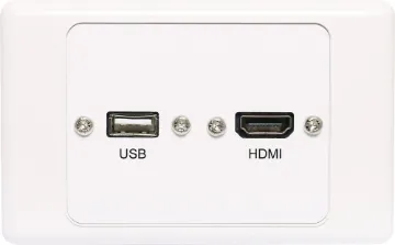 HDMI USB A Cover with Flyleads Flylead Wallplate fitted with HDMI and USB Type A. Supplied with two facia covers to suit your decor.