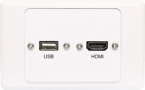 Flylead Wallplate fitted with HDMI and USB Type A. Supplied with two facia covers to suit your decor.
