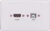 Flylead Wallplate fitted with HDMI and USB Type B. Supplied with two facia covers to suit your decor.