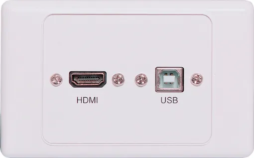 Flylead Wallplate fitted with HDMI and USB Type B. Supplied with two facia covers to suit your decor.