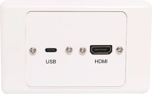 Flylead wallplate fitted with HDMI and USB Type C. Supplied with two facia covers to suit your decor.