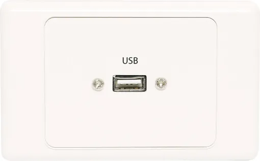 Flylead Wallplate fitted with USB 2.0 connection Type A. Supplied with two facia covers to suit your decor.