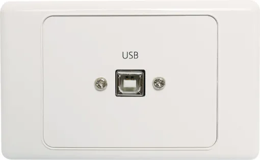 USB Type B wallplate Rear is fitted with 150mm fly lead and USB Type A plug for easy connection.