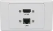 Wallplate fitted with RJ45 Cat6 & HDMI V2.0 connection. 150mm fly leads on rear. Supplied with two facia covers to suit your decor. 