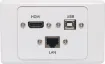 Wallplate fitted with RJ45 Cat6, USB Type B & HDMI connections. 150mm fly leads on rear. Supplied with two facia covers to suit your decor. 