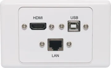 RJ45 Cat6, USB Type B & HDMI Fly Lead Wallplate Wallplate fitted with RJ45 Cat6, USB Type B & HDMI connections. 150mm fly leads on rear. Supplied with two facia covers to suit your decor.