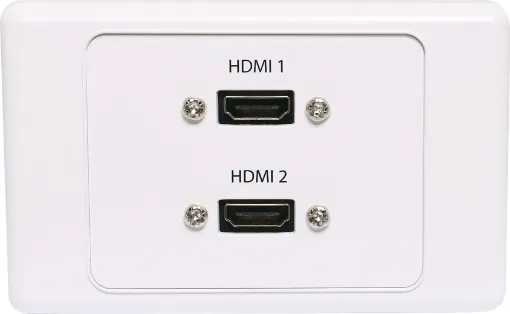 Dual HDMI wallplate with flylead connections. Fitted with dual HDMI high speed with Ethernet connection. Supplied with two facia covers to suit your decor.