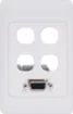 Screw Terminal Type VGA Plates are fitted with HD9 female VGA connector and 4 blank mech spaces. Includes PCB mounted terminal block connector. Supplied with two facia covers to suit your decor.