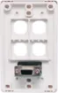 Screw Terminal Type VGA Plates are fitted with HD9 female VGA connector and 4 blank mech spaces for individual configuration. Includes PCB mounted HD9 female VGA connector for easy on-site termination. Supplied with both Clipsal and HPM Front faceplates.
