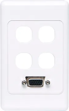 VGA with 4 x Mech  Wallplate - Fly Lead Flylead Type VGA Plates are fitted with HD9 female VGA connector. Supplied with both Clipsal and HPM Front faceplates.