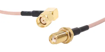RPSMA Right Angled Male To SMA Female RG316 Lead 1m Uses high quality, low loss Mil-Spec ML RG316 50 ohm coaxial cable. RPSMA Right Angled Male To SMA Female.