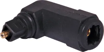 Toslink Right Angle Adapter Connects toslink cables into the rear of flat screen TVs or sound bars. Swivels each way to for allow 90° bend in both directions.