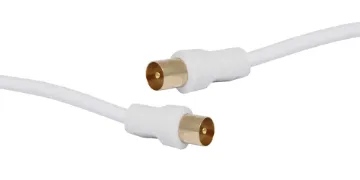 1.5m PAL Male to PAL Male TV Cable Aerial White BULK 1.5m White TV aerial cable (PAL male to PAL male). (BULK Version- No packaging version).