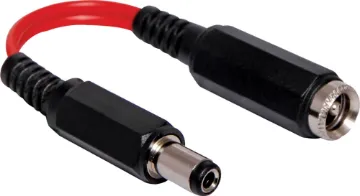 Polarity Reversing Cable 2.5mm DC Socket to 2.5mm DC Plug A black 0.1m lead with a 2.5mm plug to 2.5mm socket with the polarity reversed.