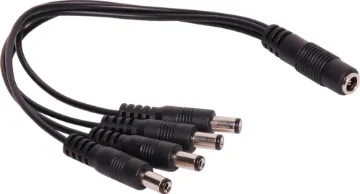 0.2m 2.1mm DC Socket to 4 x DC Plug Cable 2.1mm DC socket to 4 x 2.1mm DC plugs. Lead is 0.20m in length.