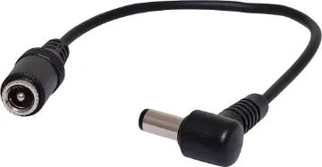 2.5mm DC Socket to 2.5mm 90 Deg. Plug Lead 2.5mm Socket to 2.5mm right angle (90°) plug cable. Allows you to connect power to equipment with limited rear space behind equipment. Minimises cable strain and plug damage in tight spaces.
