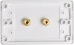 Wall plate with high quality gold plated binding posts.
Accepts either banana plugs or bare wire. 
Supplied with dual covers