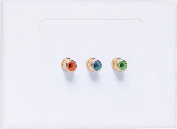3 x RCA Component Economy Wallplate Plastic wallplate fitted with gold plated RCA sockets for AV applications. Screw terminals on rear.
