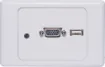 Plug Connection Type plates are designed for use with premade cables, reducing on-site installation time. No cable termination required! Wallplate fitted with HD9 female VGA connector, USB type A &  3.5mm audio on the front and rear of wallplate. Also fit