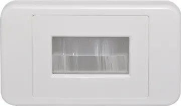 Flat White Brush Entry Wallplate Slim profile for fitting behind cabinets. Brush plate for cable entry through walls etc.