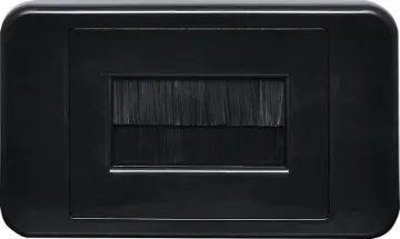 Flat Black Brush Entry Wallplate Slim profile for fitting behind cabinets. Brush plate for cable entry through walls etc.