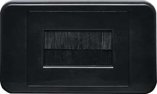 Slim profile for fitting behind cabinets. Brush plate for cable entry through walls etc. 