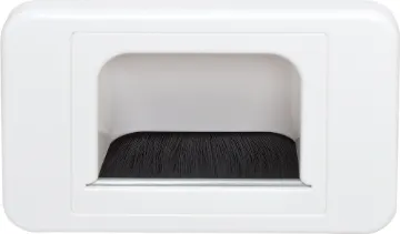 White Reverse Shovel Nose Wallplate For use with minimal wall clearance, such as behind cabinetry.