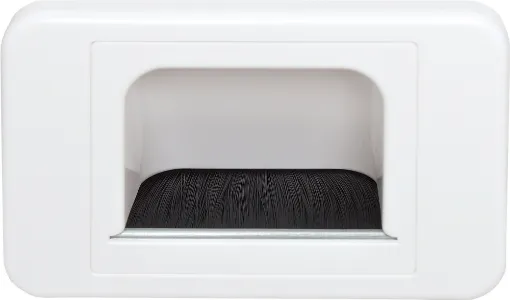For use with minimal wall clearance, such as behind cabinetry. 