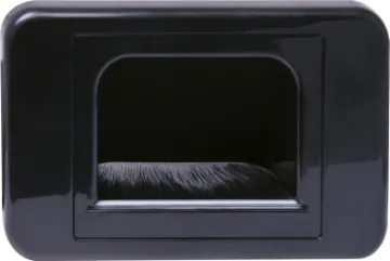 Black Reverse Shovel Nose Wallplate For use with minimal wall clearance, such as behind cabinetry.