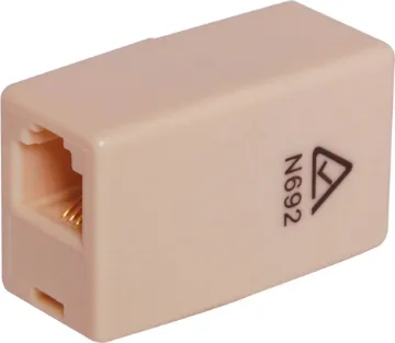 RJ14 Socket to RJ14 Socket 6P4C Telephone Adapter Modular female to female adaptor. 6 way 4 wire. Joins 2 telephone or computer network cables together.