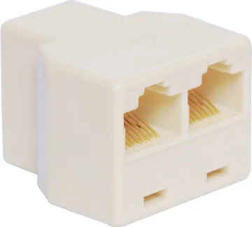 RJ45 Socket to 2 x RJ45 Sockets 8P8C Telephone Adapter Accepts a single RJ45 8P8C modular plug and outputs to dual RJ45 8P8C sockets.